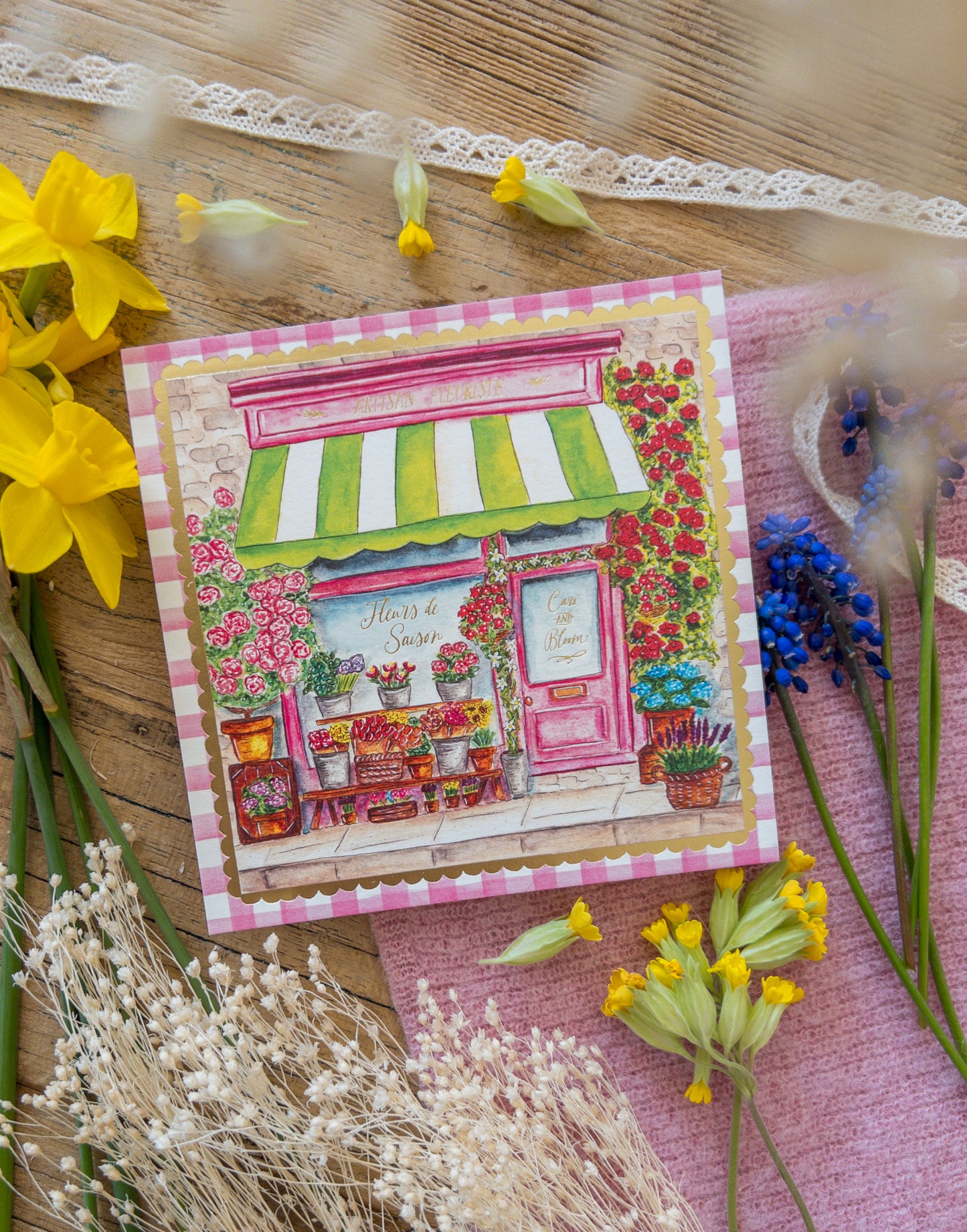 Carte - Flower Shop avec dorures