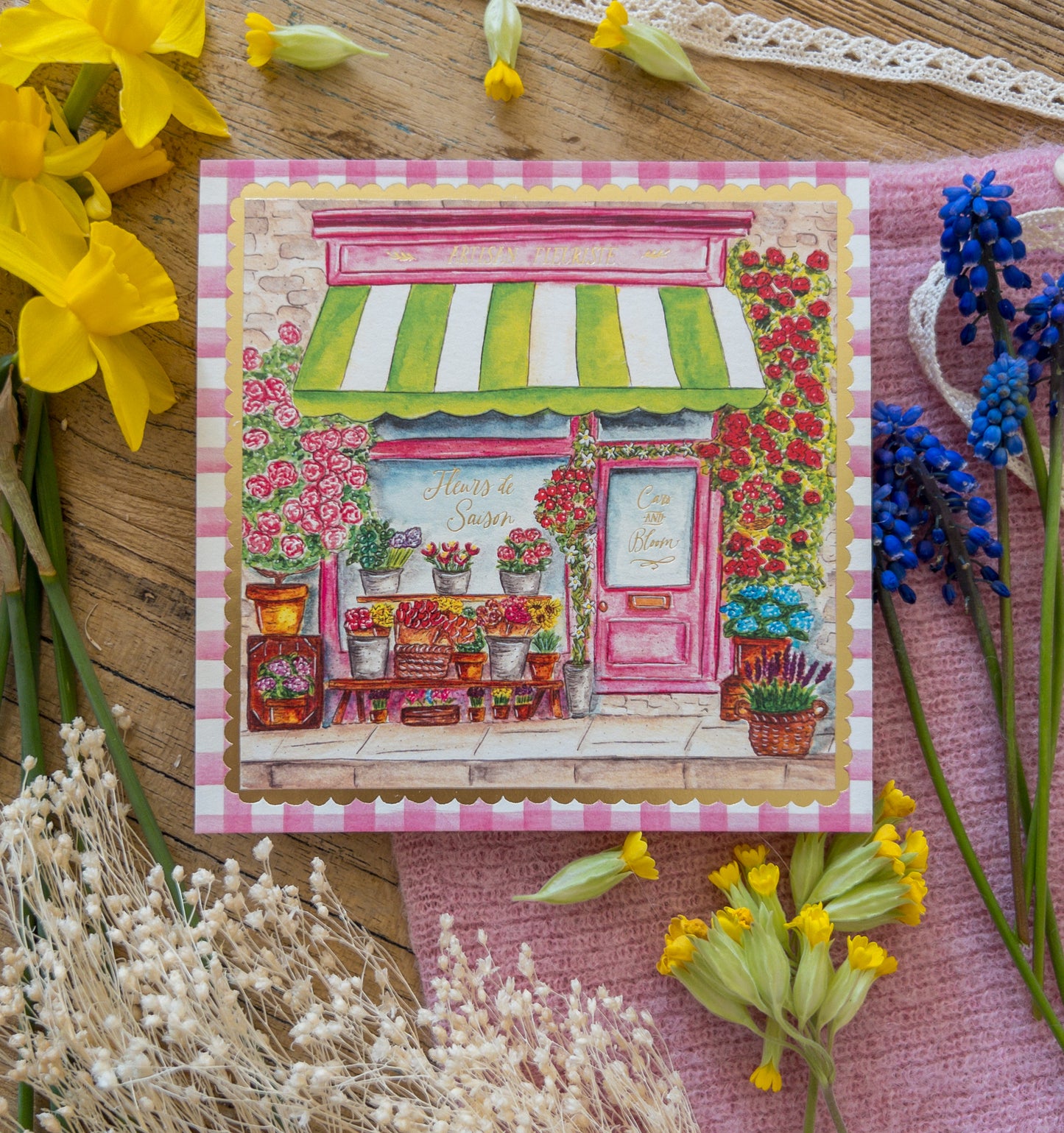 Carte - Flower Shop avec dorures