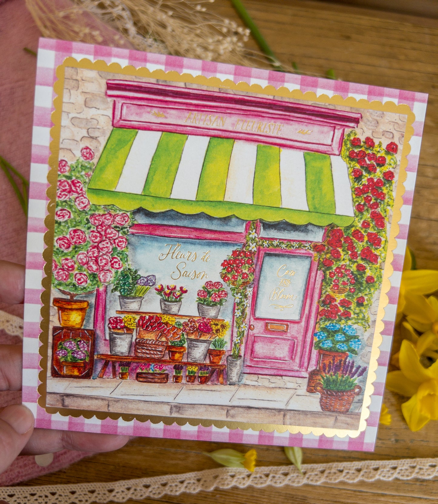 Carte - Flower Shop avec dorures