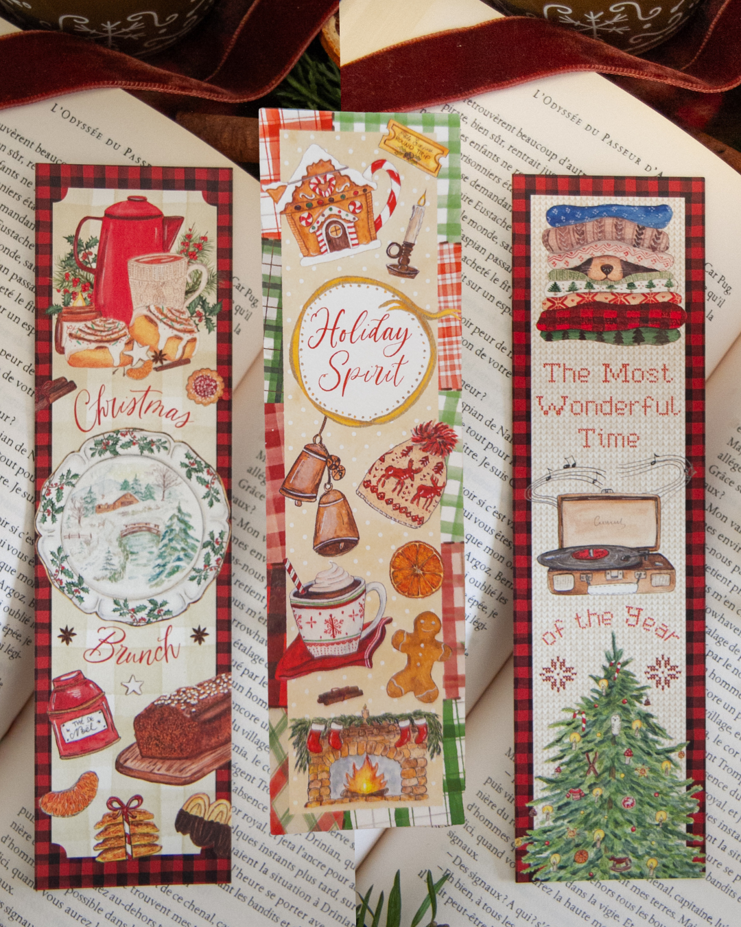 Lot de 3 Marque-pages d'hiver