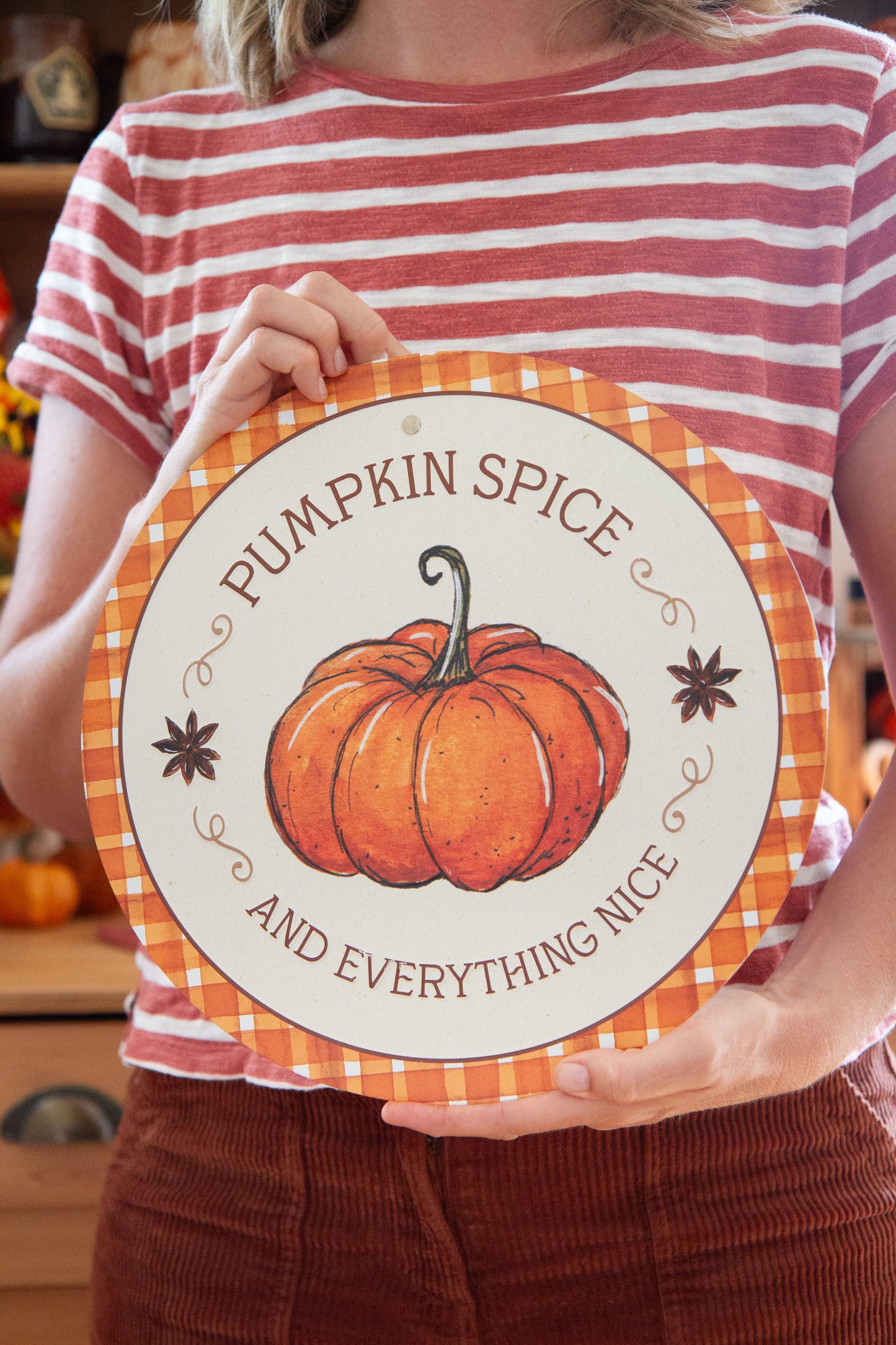 Plaque déco métal Pumpkin Spice