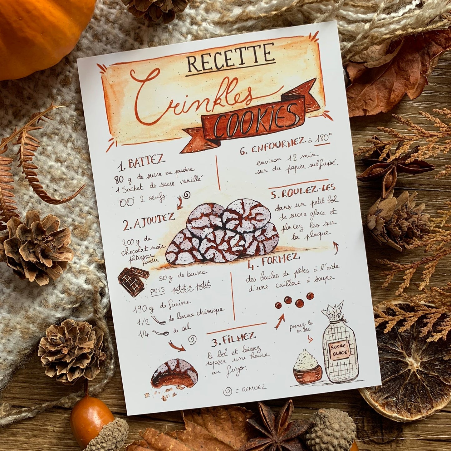 Lot de 3 cartes recettes de l'automne