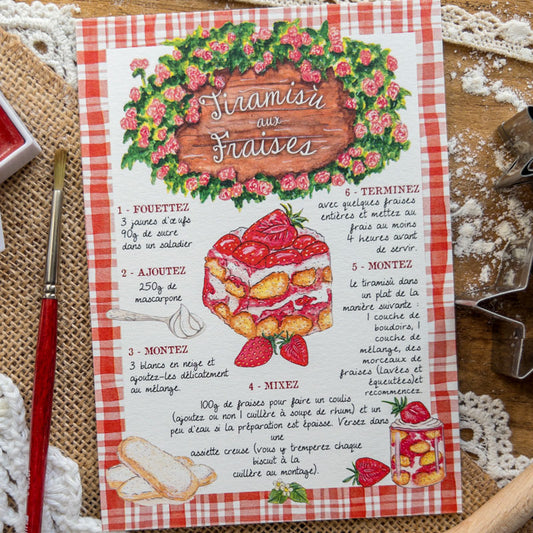Carte recette - Tiramisu aux fraises